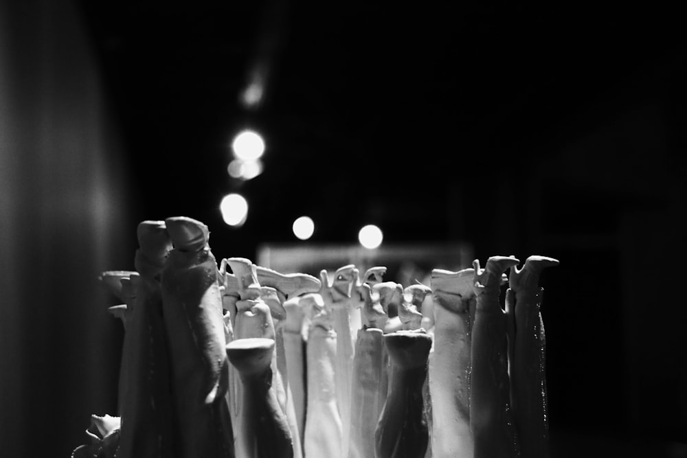 grayscale photo of water fountain