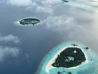 aerial view of island during daytime coast google meet background