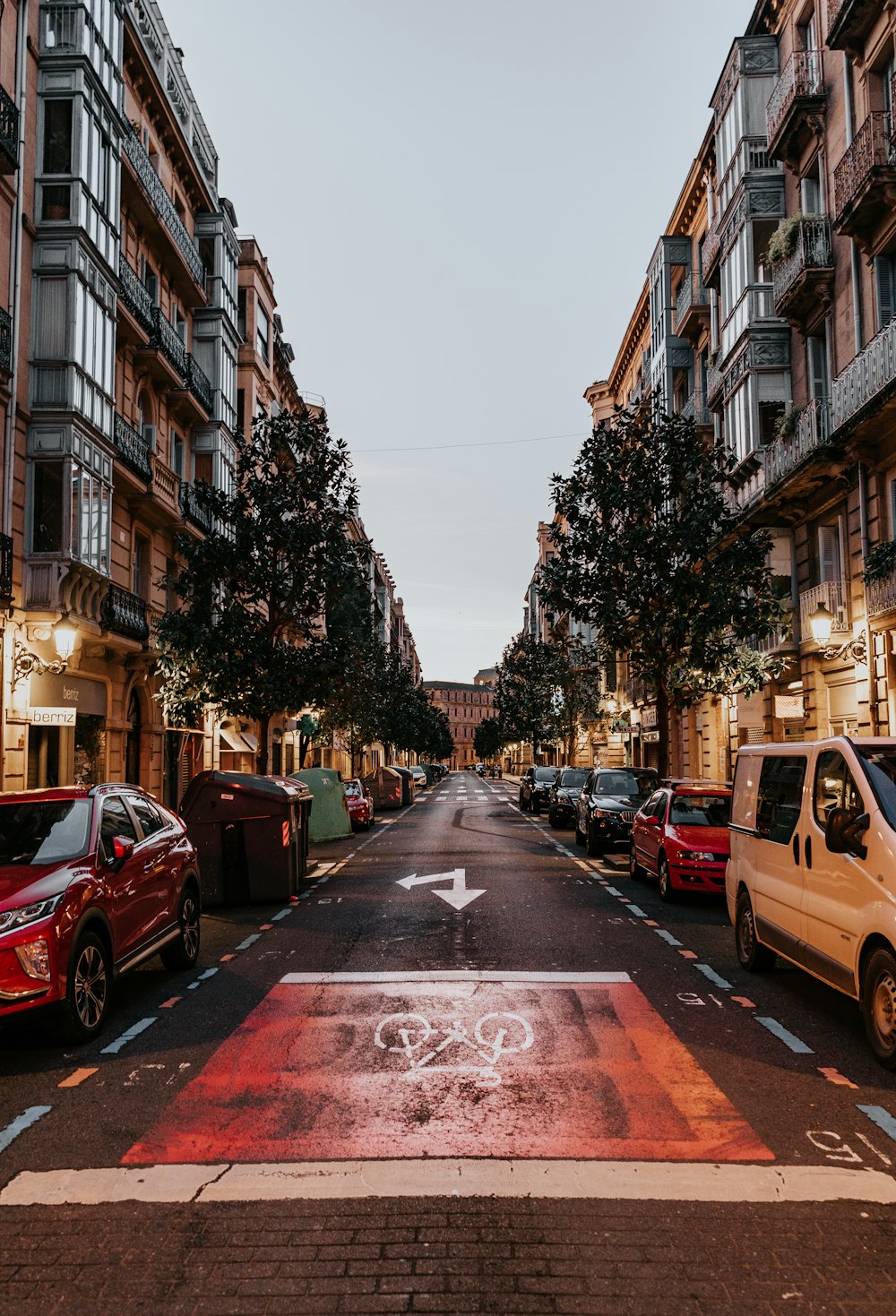 auto parcheggiate sul ciglio della strada tra gli edifici durante il giorno