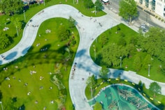 aerial view of green grass field