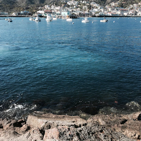 Beautiful coastal view with boats gently bobbing in the clear Hvar sea.