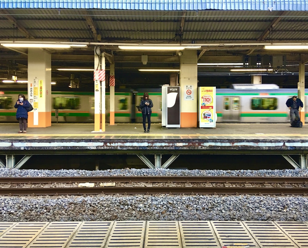 white and black train station