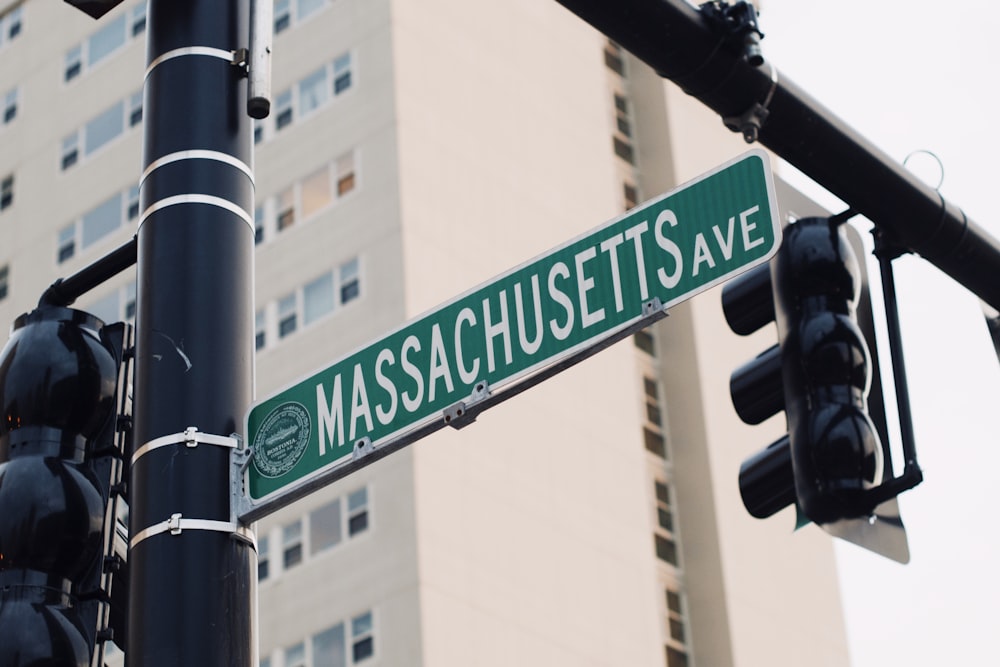 green and white street sign