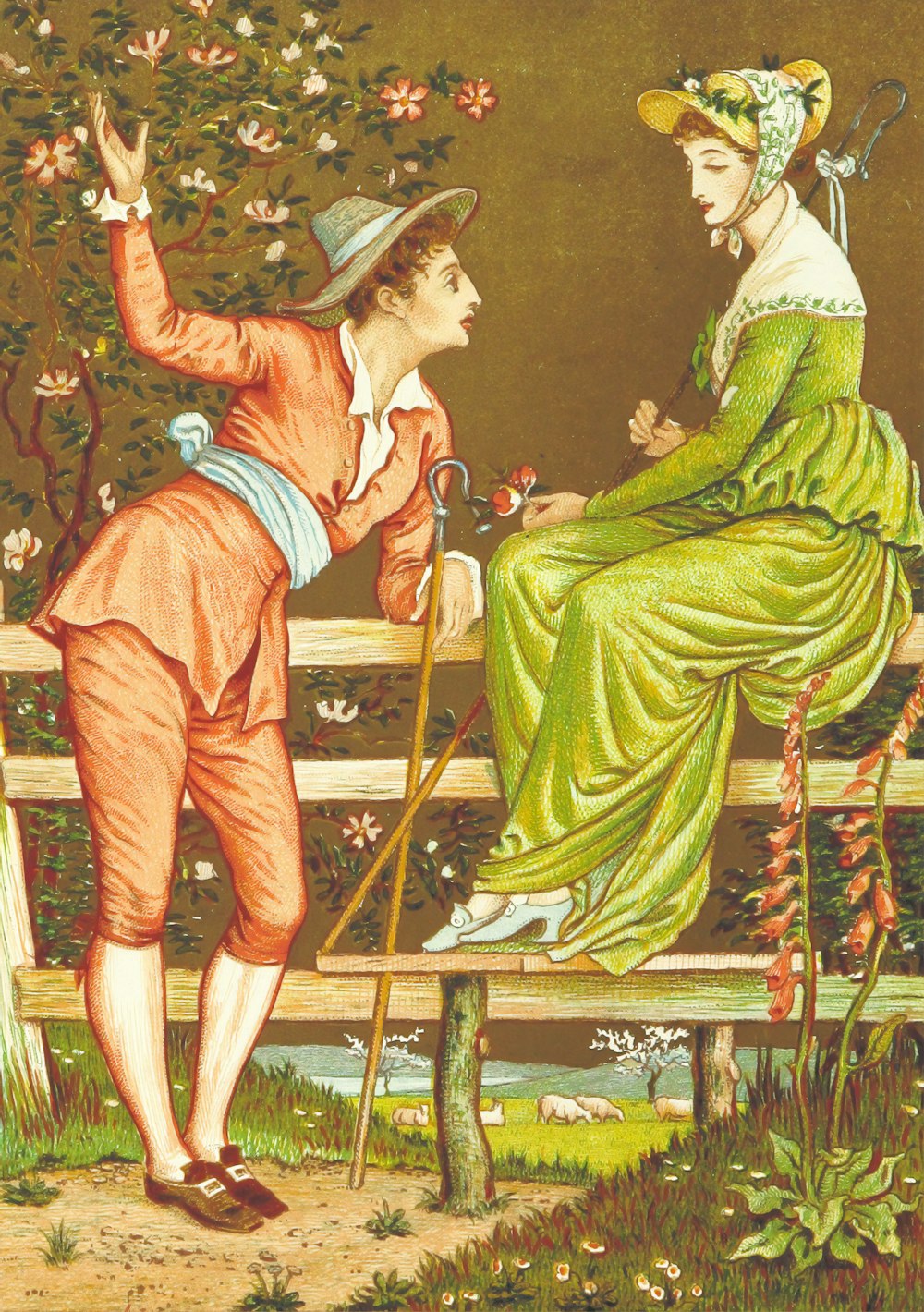 homme et femme assis sur la peinture de banc