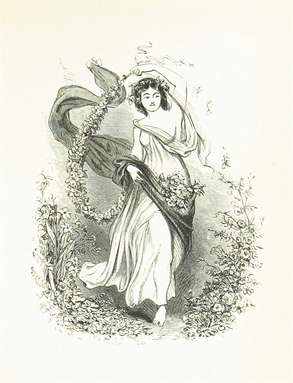 woman in white dress sketch