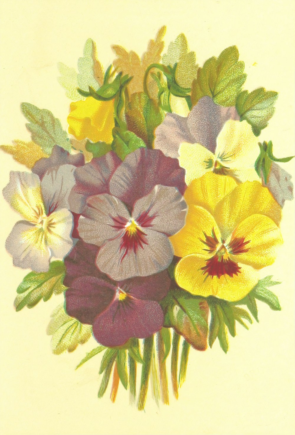 yellow and purple floral textile