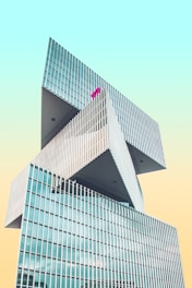 white and blue concrete building