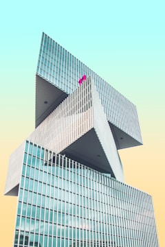 white and blue concrete building