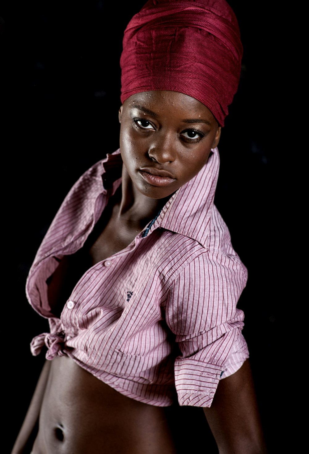 woman in red and white plaid dress shirt