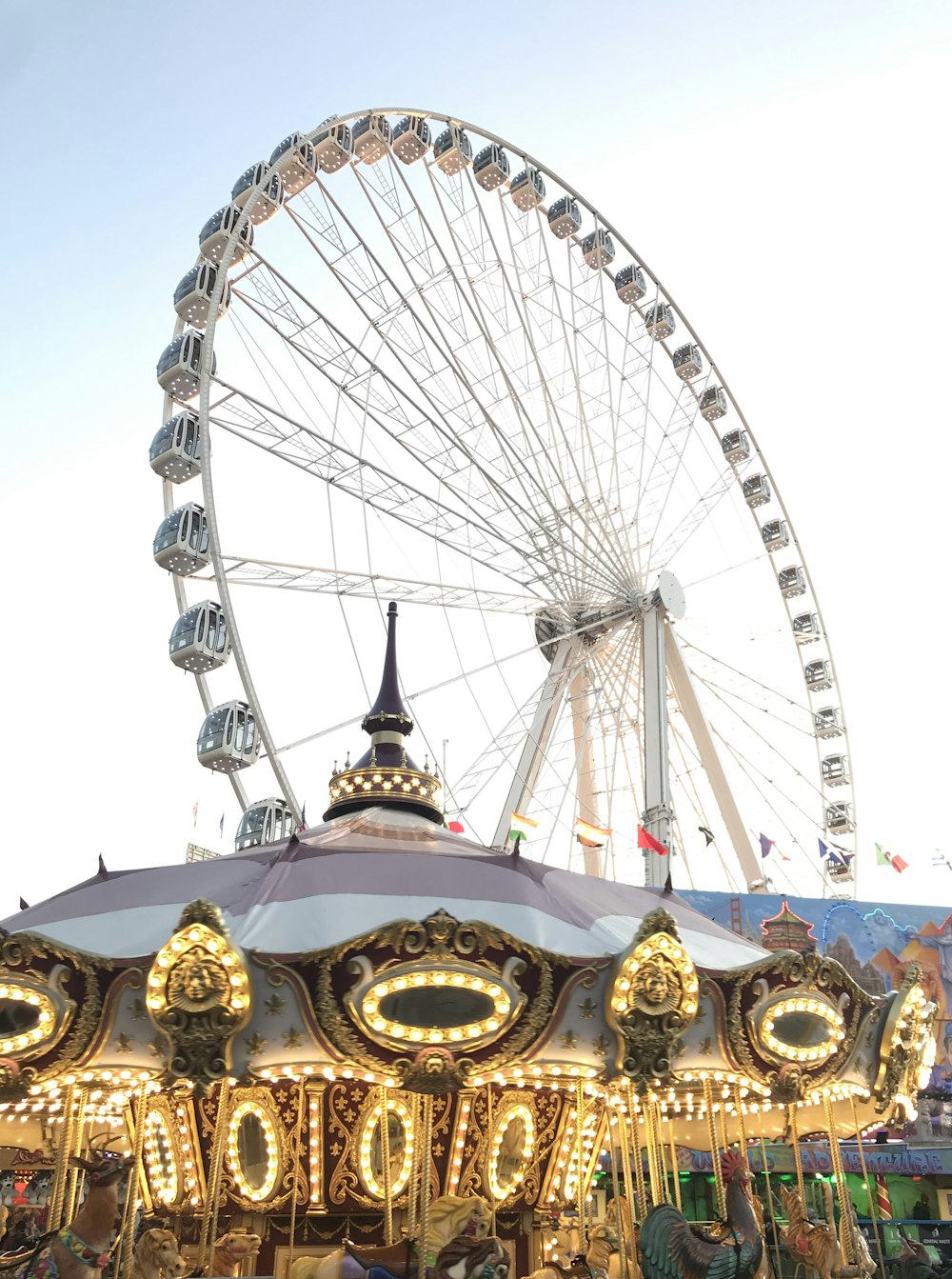 white and black ferris wheel