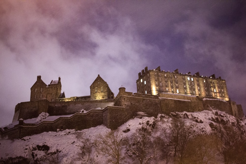 Photo en niveaux de gris du château