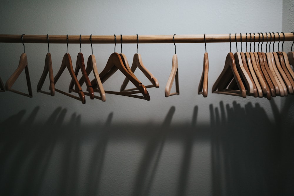 clothes hanger on white metal rack