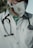 person in white and black stethoscope