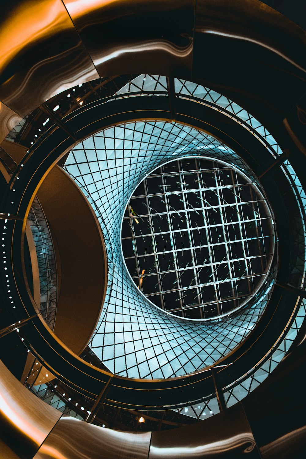 black and white round building