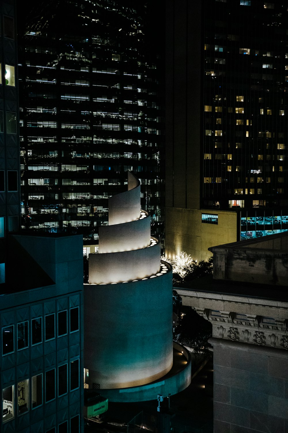 blue and black building during nighttime