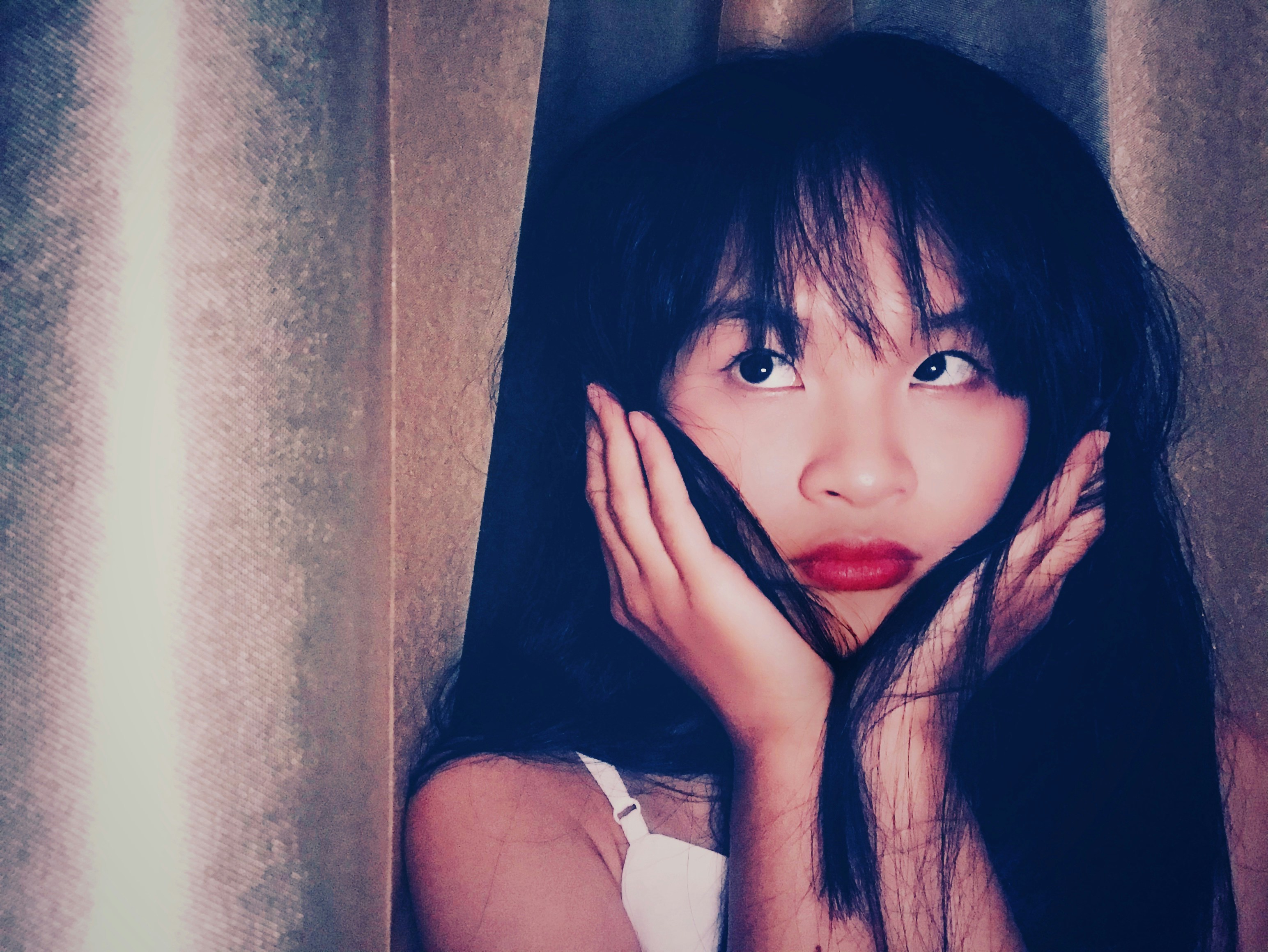 girl in white tank top