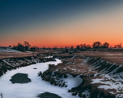 body of water between trees during sunset iowa google meet background