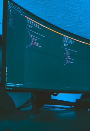 A sleek dark-themed dashboard displaying course progress with neon blue and purple highlights.