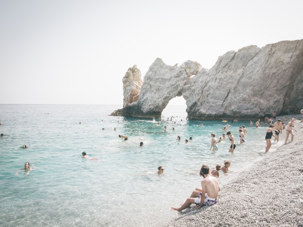 people on beach during daytime