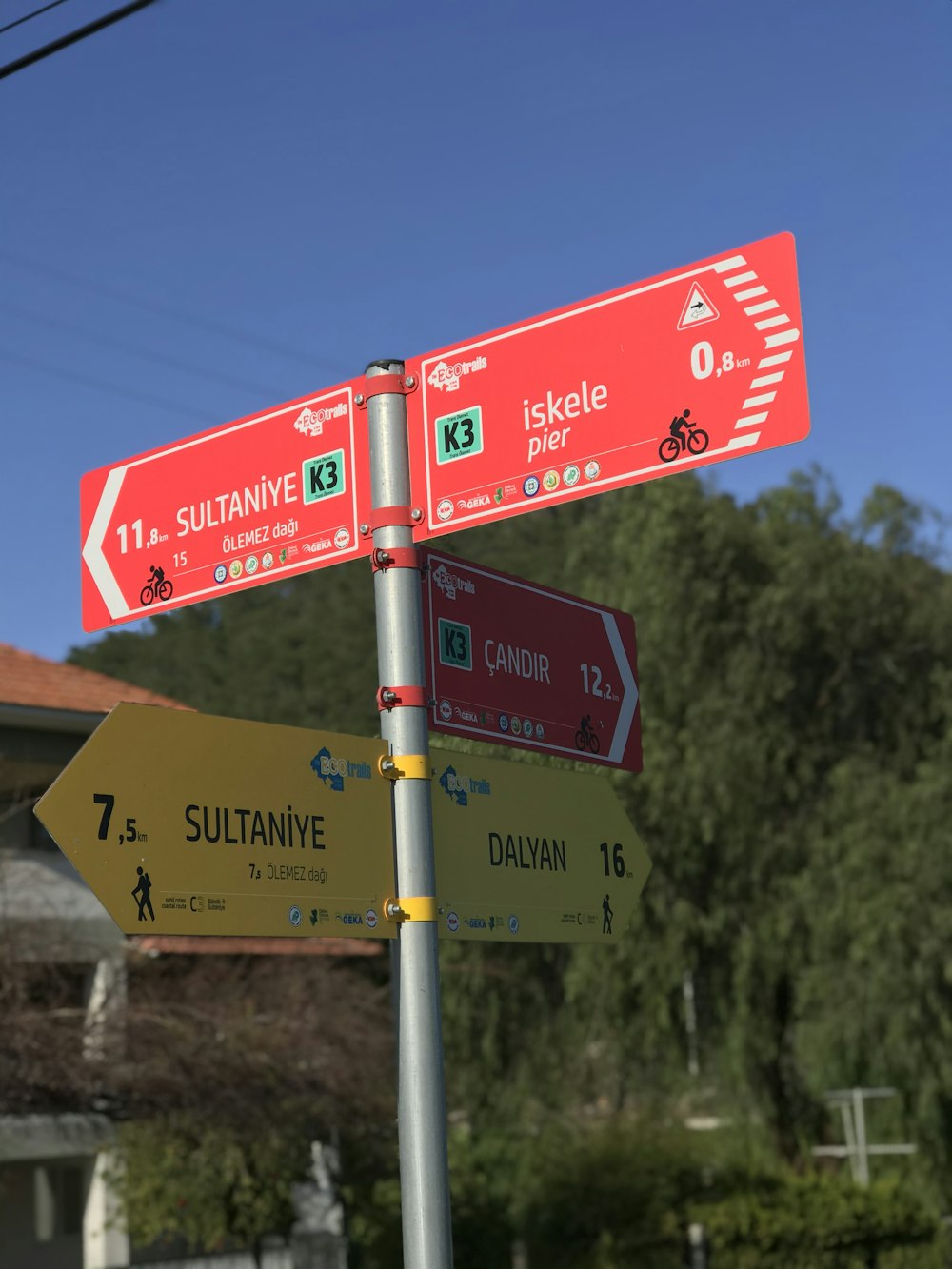 red and white street sign