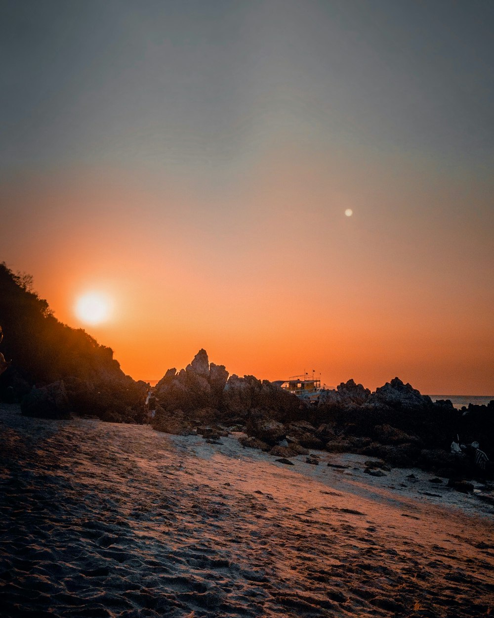 silhouette of mountain during sunset