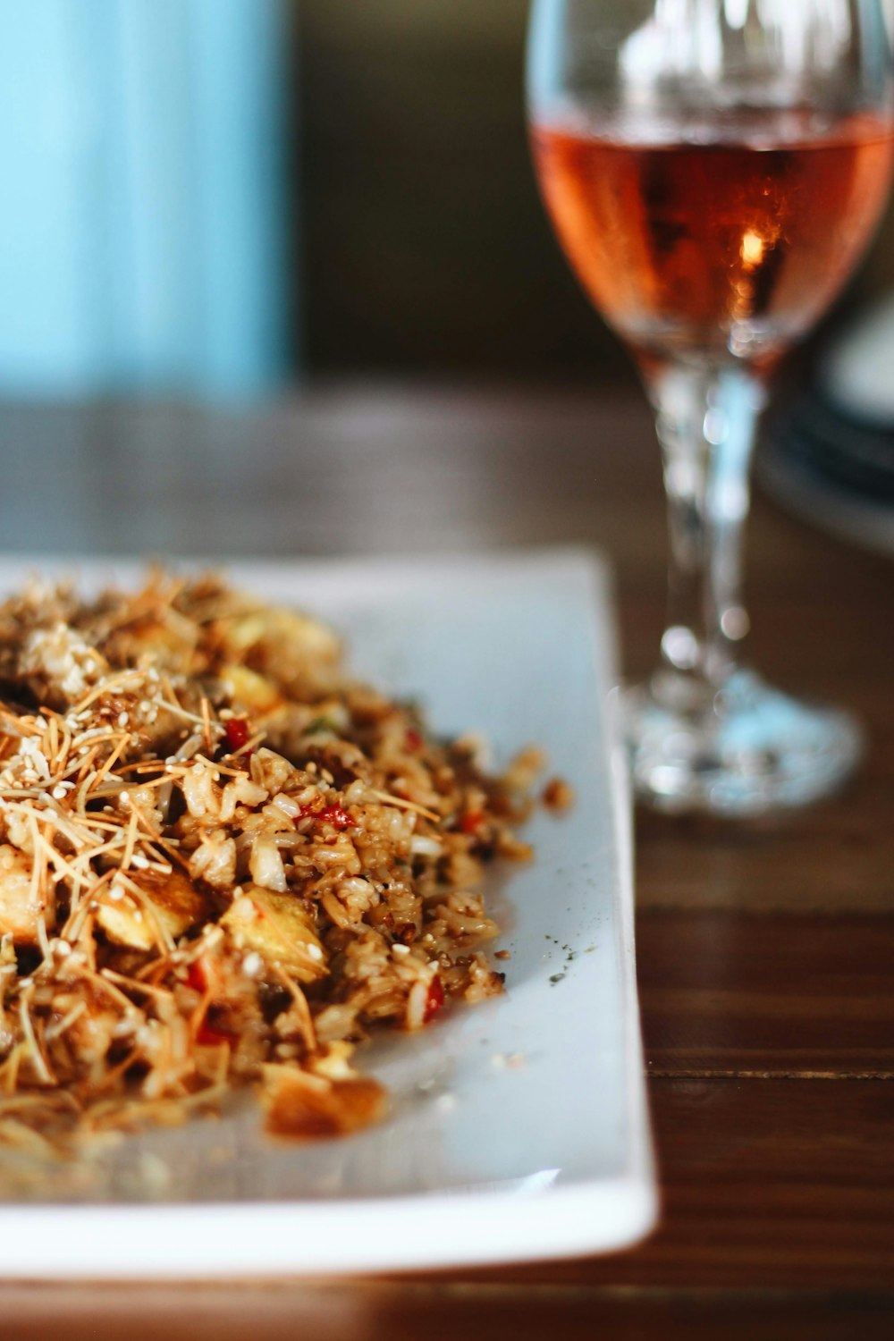 brown rice on white ceramic plate