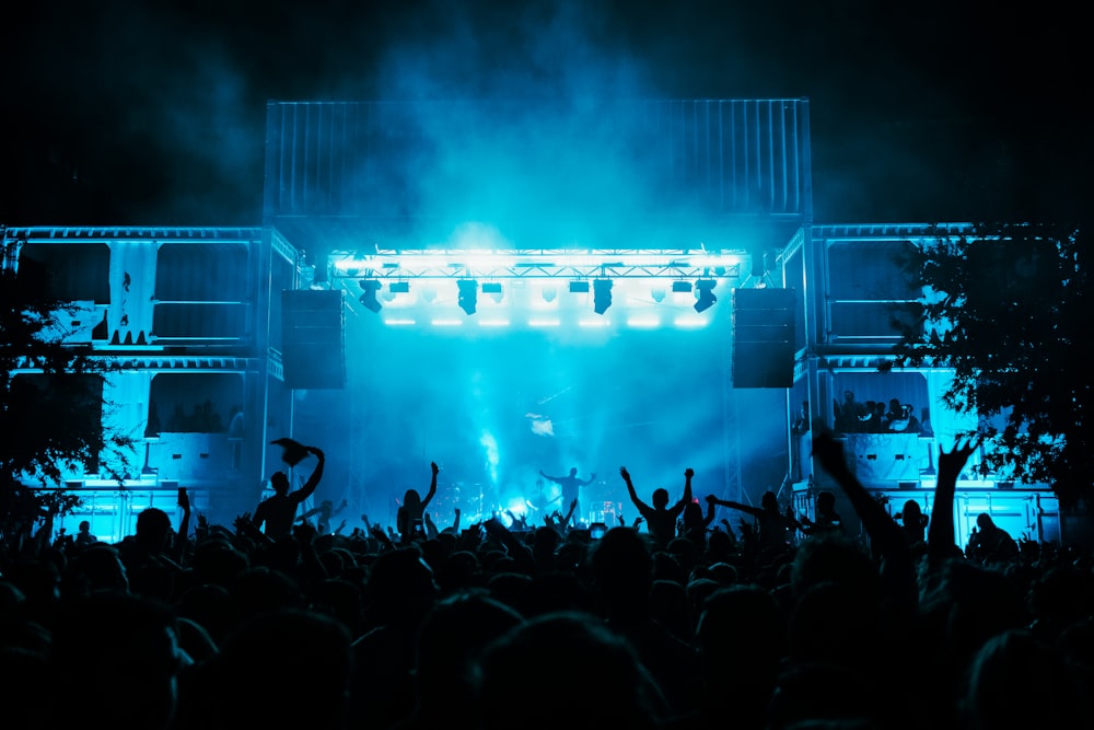 people watching concert during night time