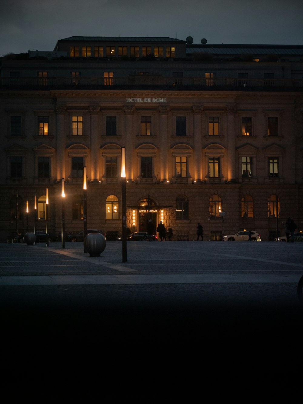 brown concrete building during night time