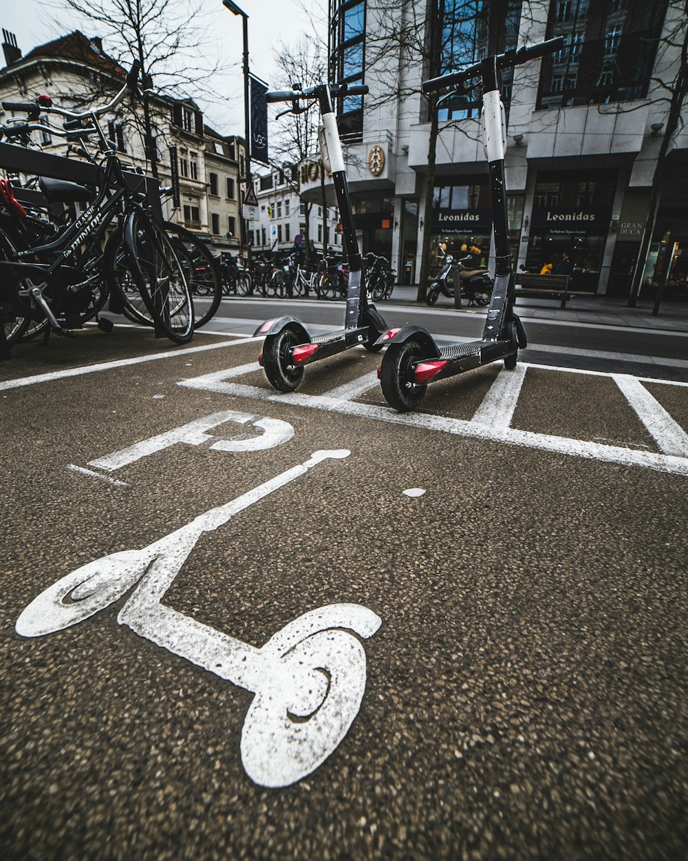 Motocicletta nera parcheggiata sul ciglio della strada