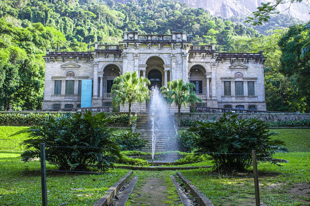 water fountain in front of building