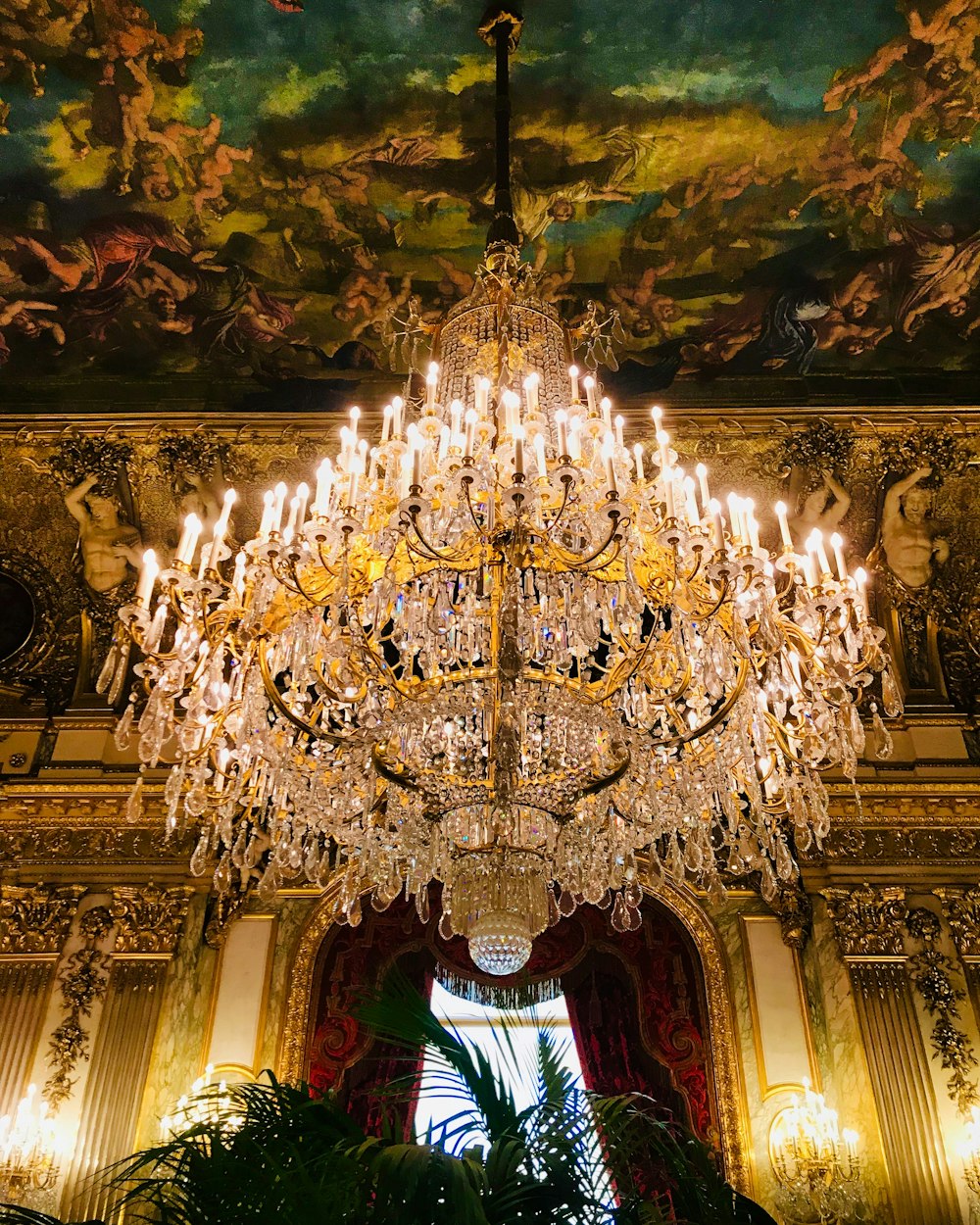 gold and white floral ceiling