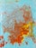 A vibrant abstract painting featuring swirling patterns of various colors. The artwork includes a mixture of shades including light blue, orange, red, yellow, and brown, creating a swirling, marbled effect.