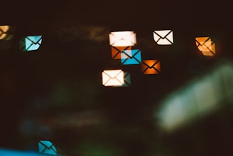 white and blue star illustration of e-mail