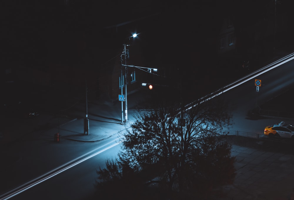 traffic light on green light during night time
