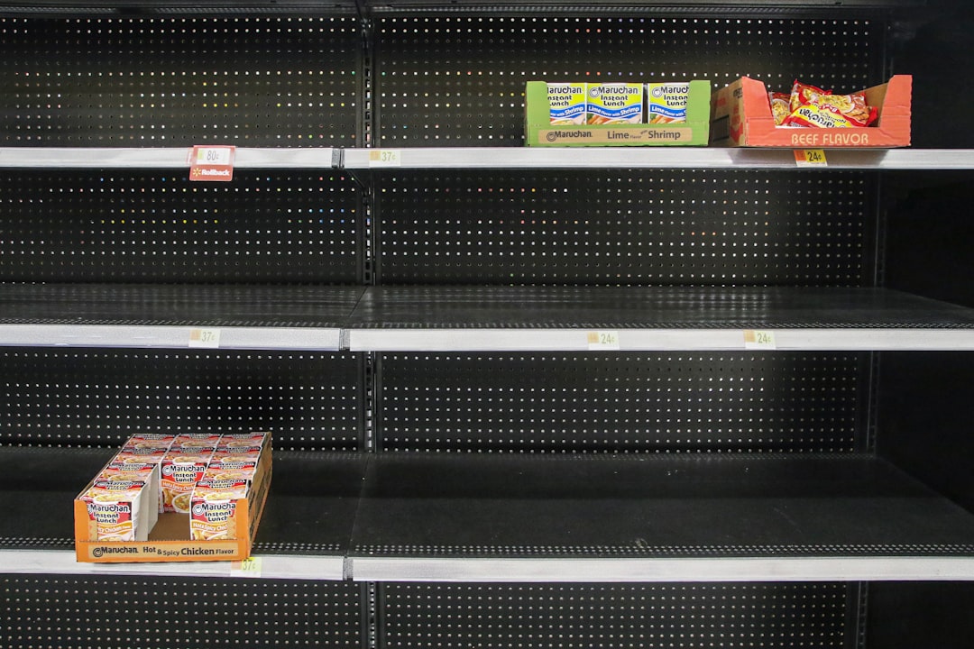 Empty grocery store shelves