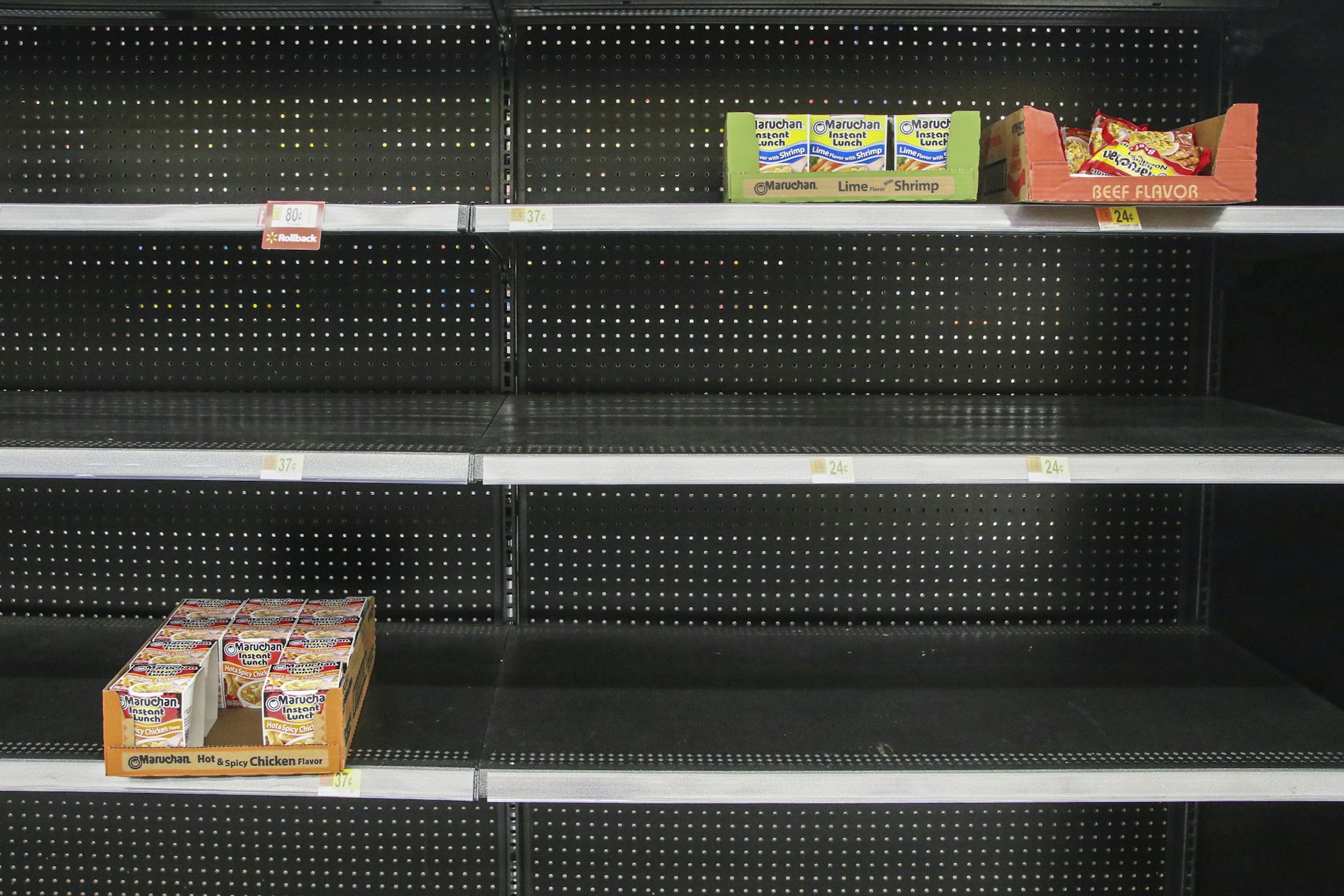 Empty grocery store shelves