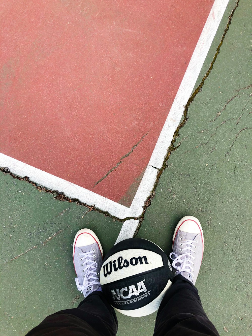 person wearing black and white converse all star sneakers