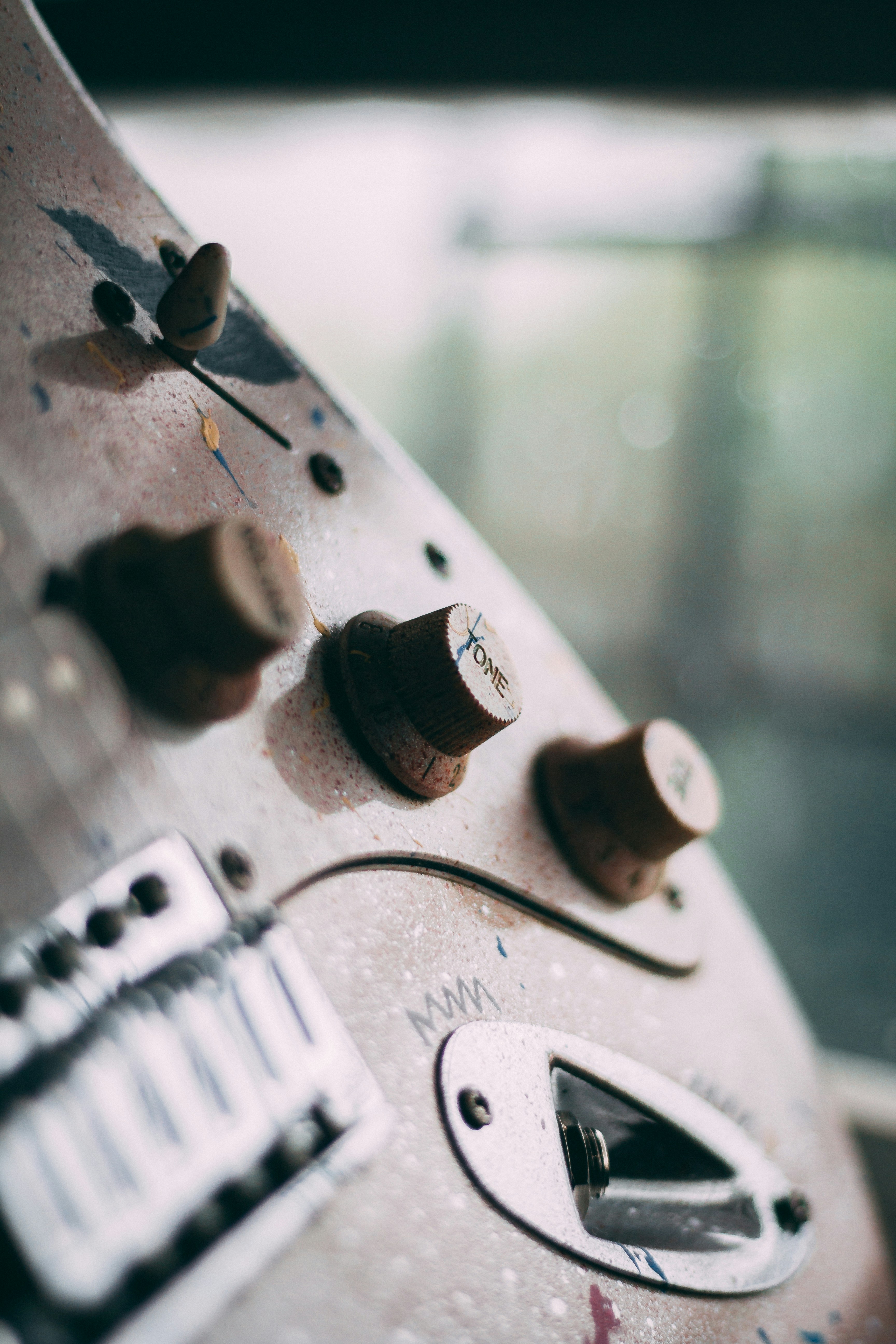 white and black electric guitar