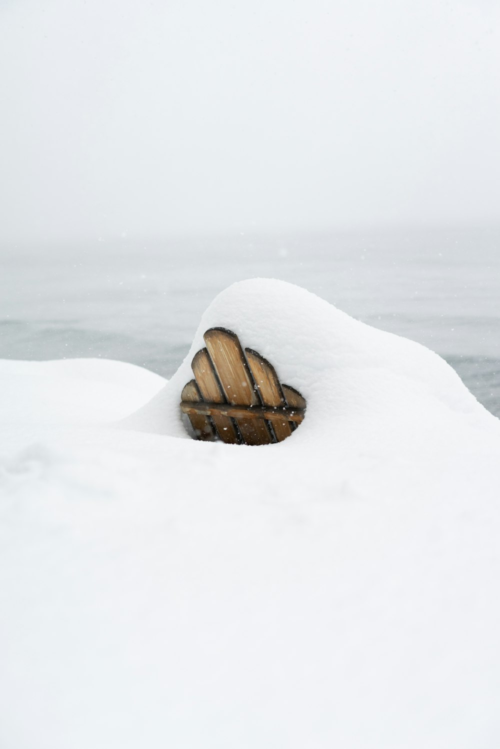 brown wooden log on snow covered ground