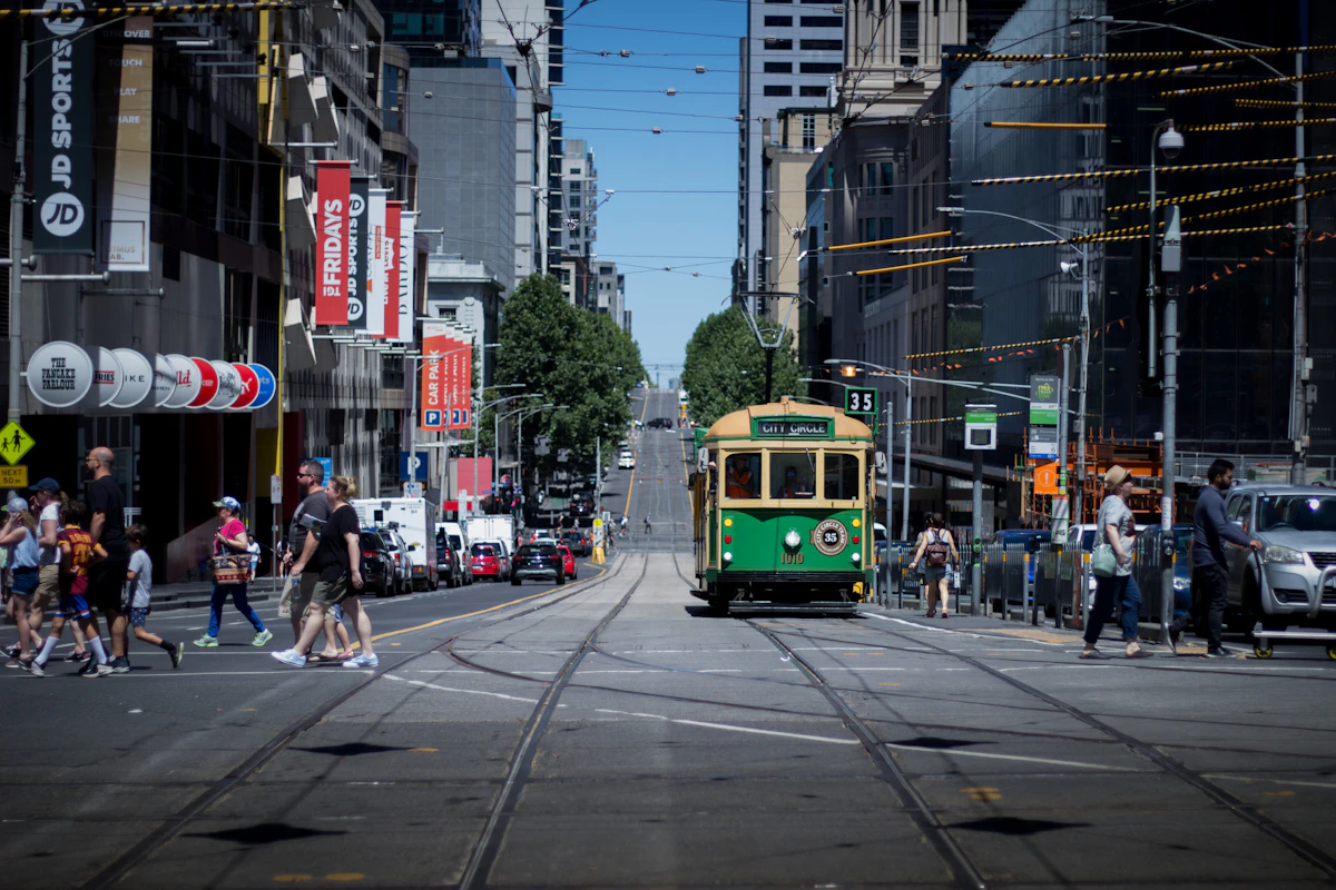 Melbourne City Circle tram travelling through the CBD