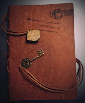 Laser-engraved leather notebook cover featuring a personalized monogram.
