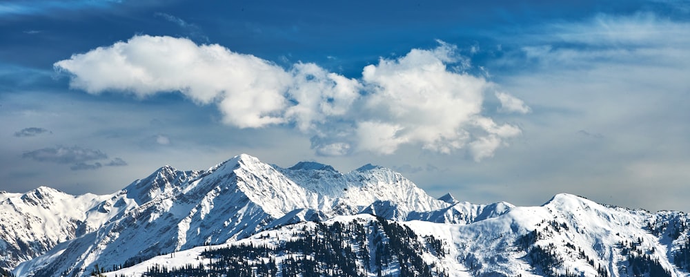 snow covered mountain under cloudy sky during daytime