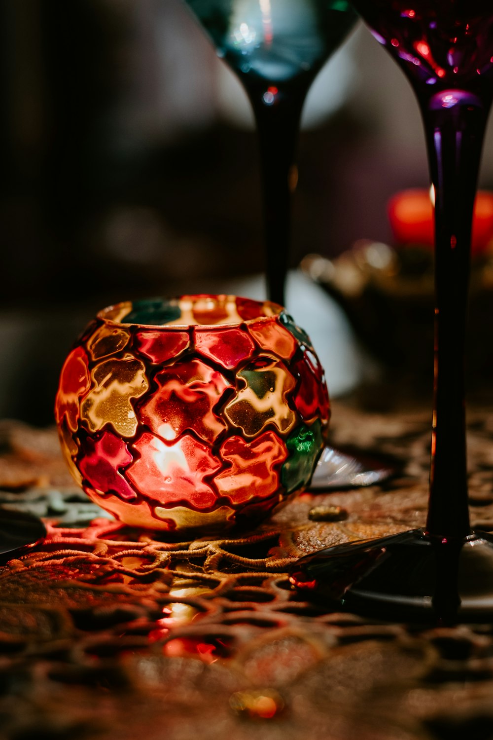 red and green floral egg ornament