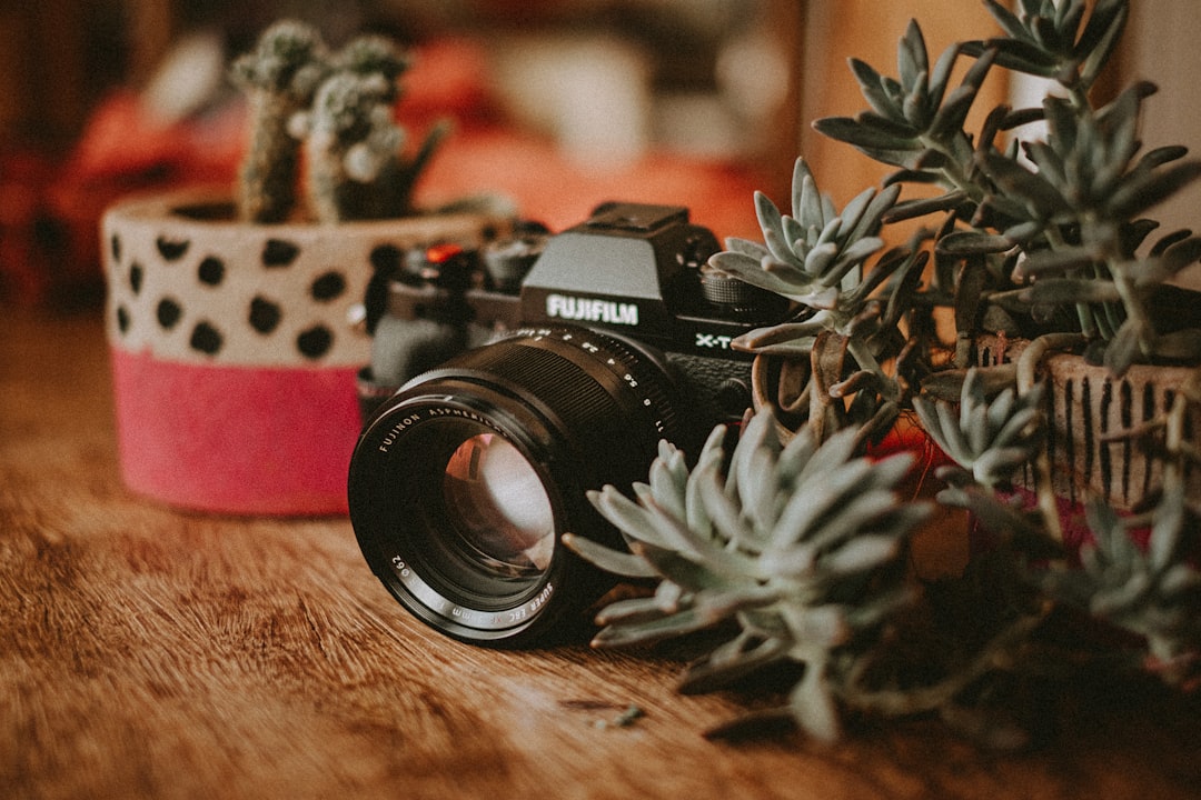 black nikon dslr camera on brown wooden table