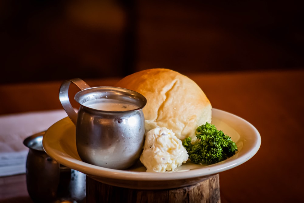 bread on white ceramic plate