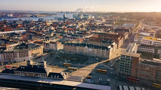 aerial view of city buildings during daytime in Aalborg Denmark