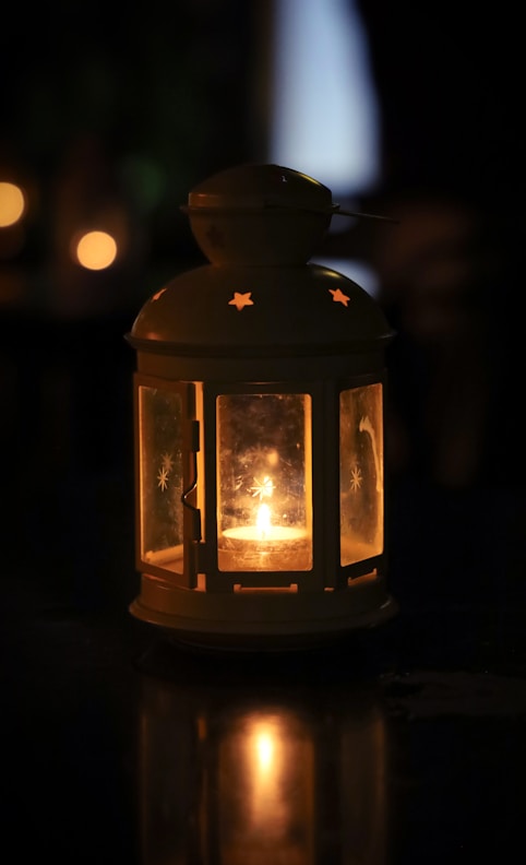 black lantern with light in the middle