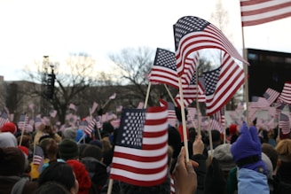 people holding us a flag during daytime