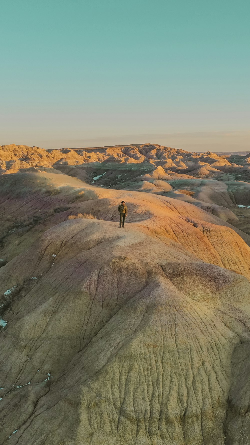 person standing on brown rock formation during daytime