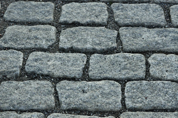 Close-up of freshly laid pavés forming a neat pattern on a city street.